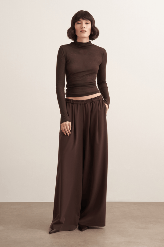 Ruba Elastic Waist Trousers, Brown