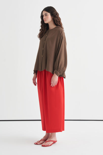 Isola Draped Muslin Shirt Dark Brown