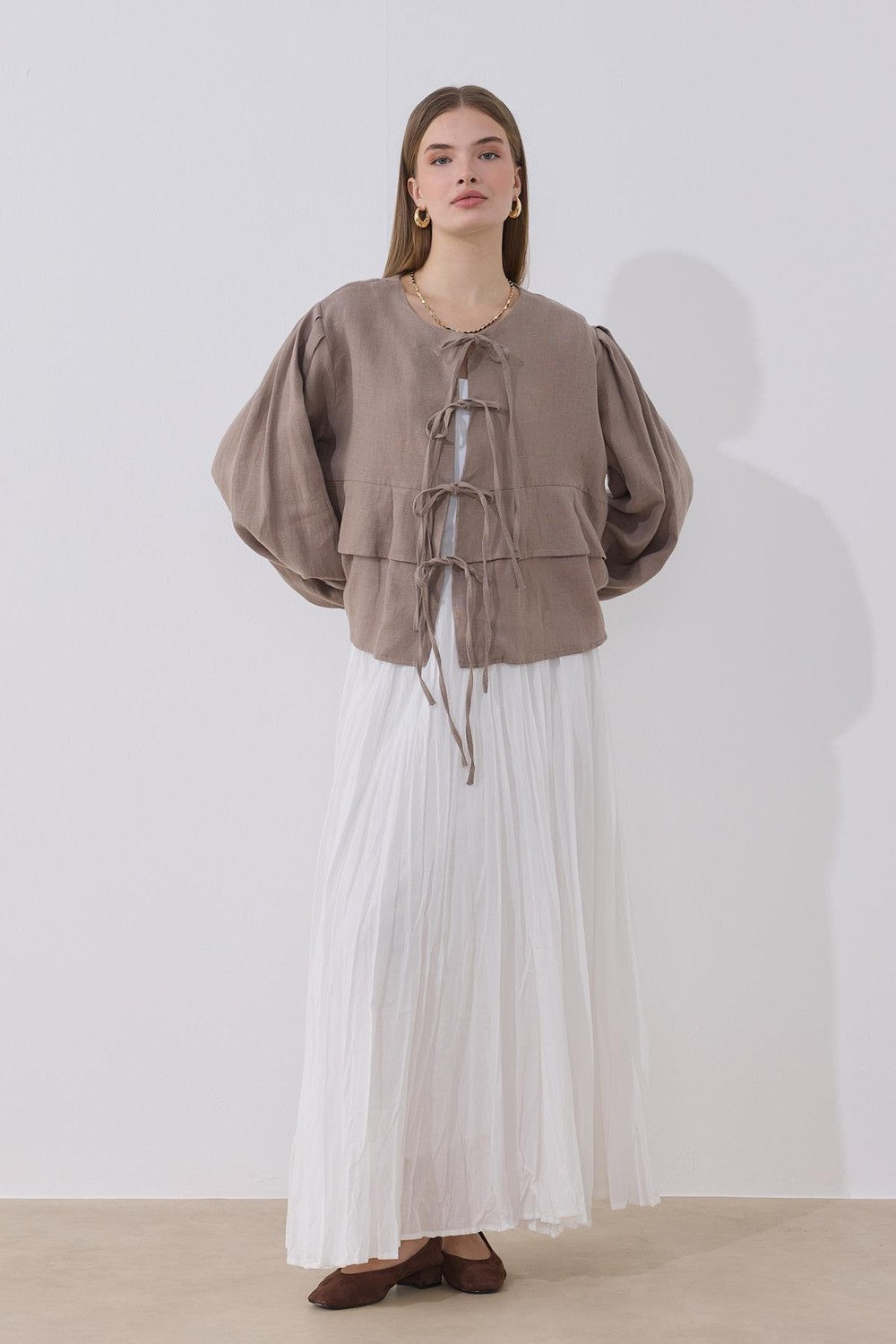 Costa Linen Blouse, Mink