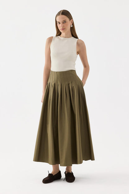 Luna Pleated Skirt Beige