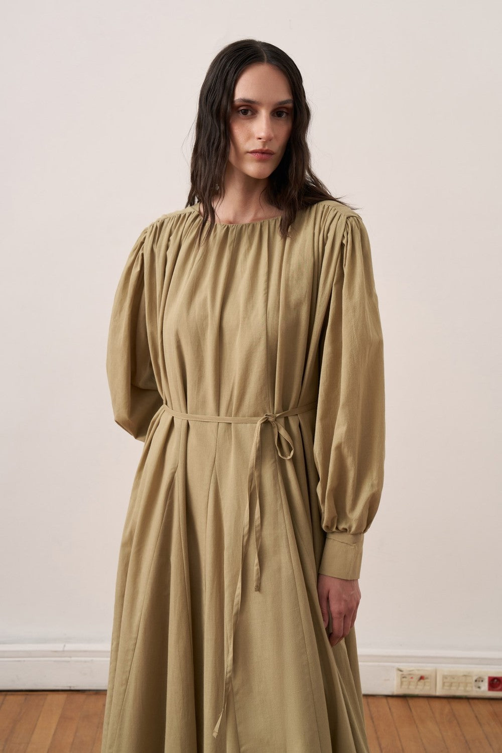 Shirin Voile Long Dress Dark Brown