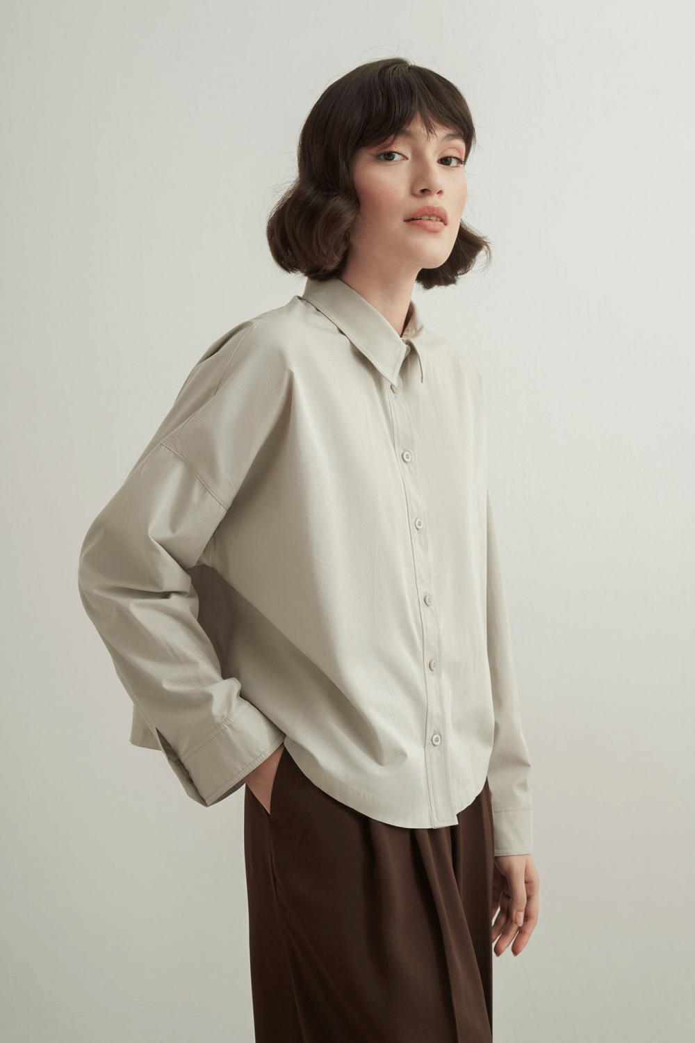 Felice Dropped Sleeve Poplin Shirt Burgundy