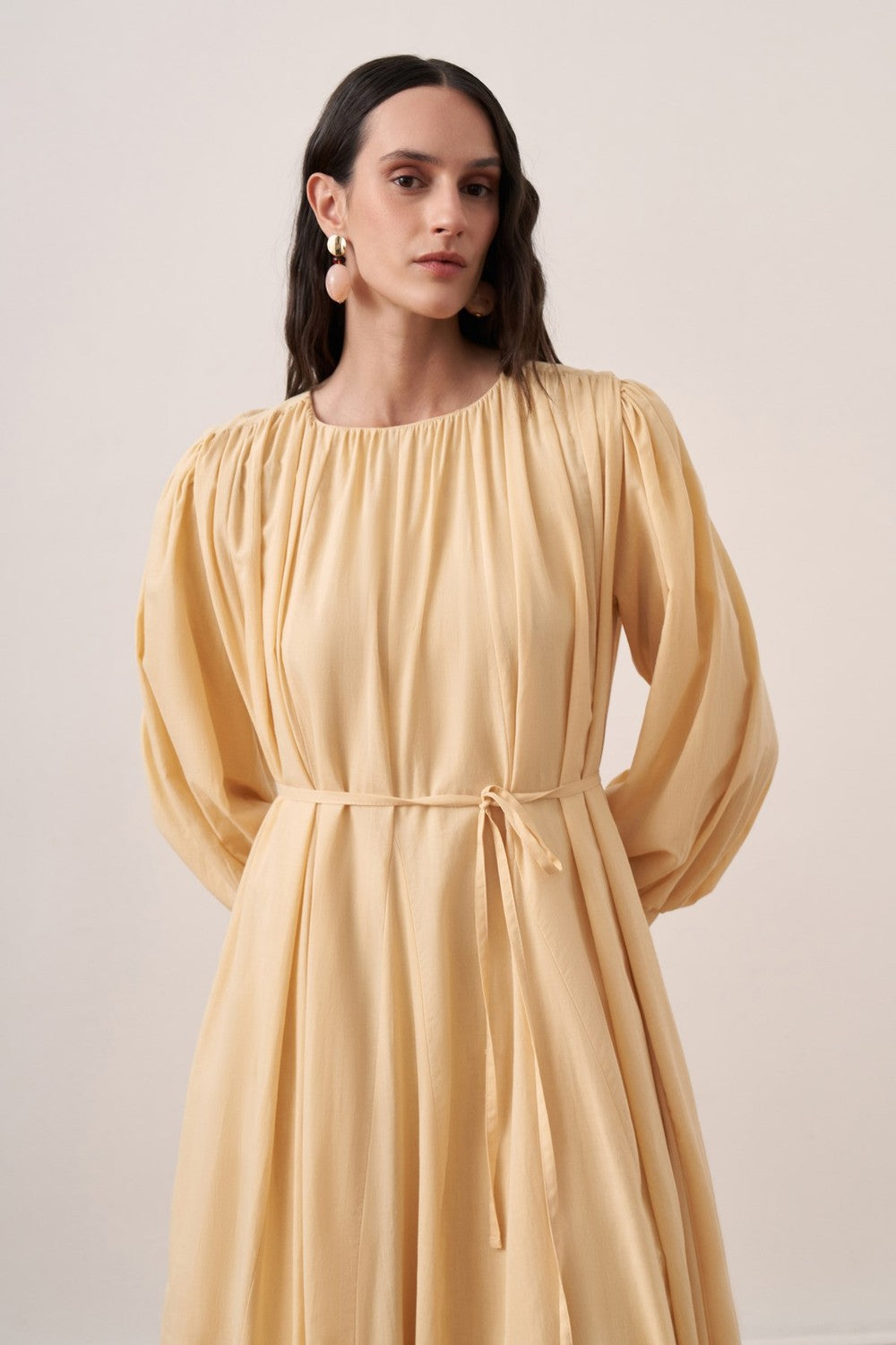 Shirin Voile Long Dress Dark Brown