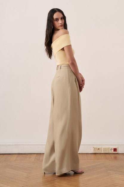 Camille Geniş Paça Keten Pantolon
