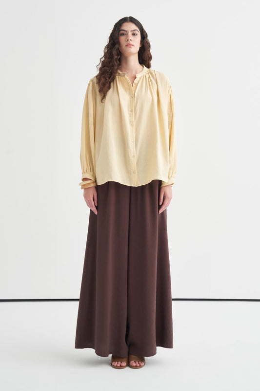 August Mandarin Collar Muslin Shirt Butter