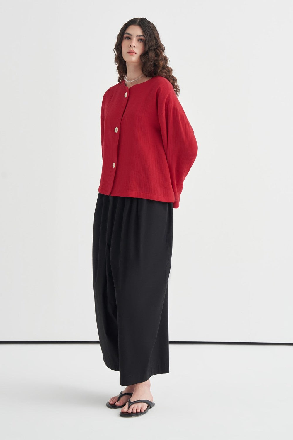Cara Mother-of-Pearl Buttoned Muslin Jacket Butter