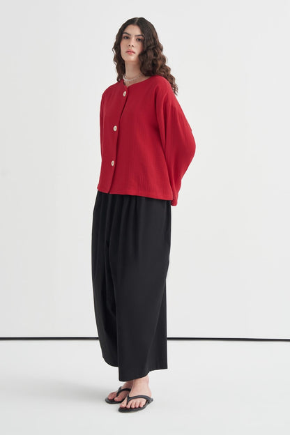 Cara Mother-of-Pearl Buttoned Muslin Jacket Butter