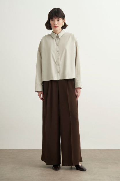 Felice Dropped Sleeve Poplin Shirt Burgundy