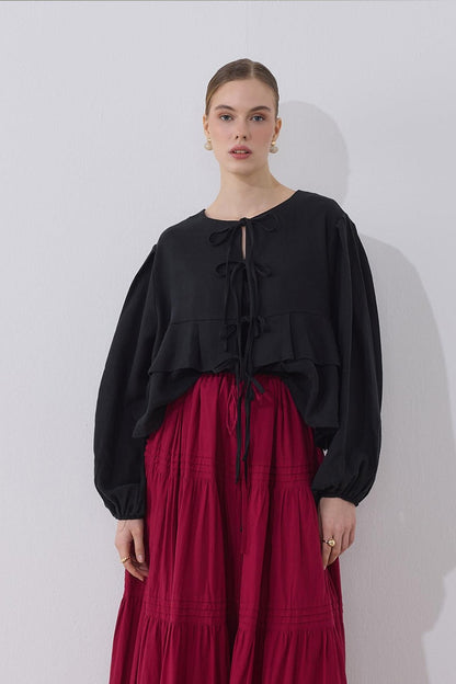 Costa Linen Blouse, Mink