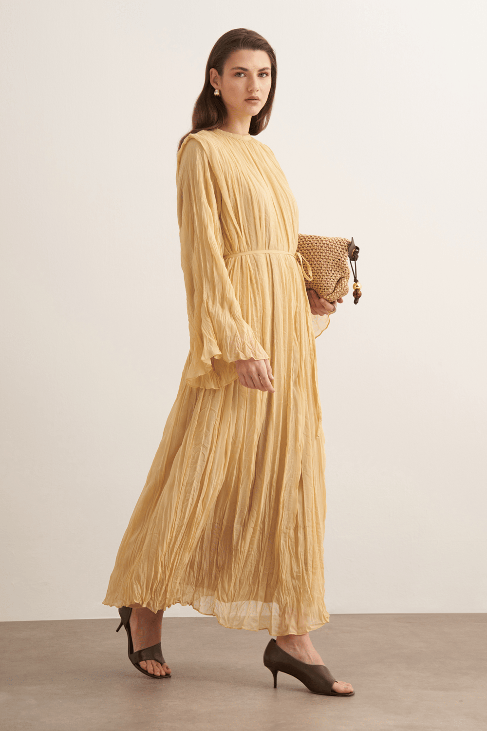 Fouzia Crush Chiffon Dress Cinnamon