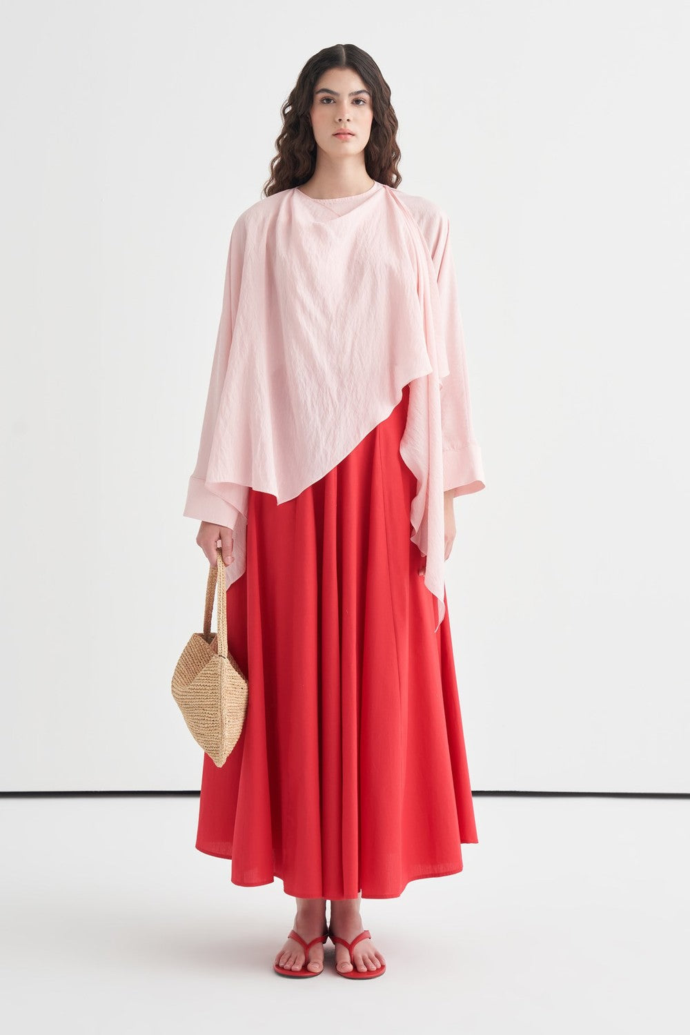 Luce Blouse with Shawl Detail, Soft Pink