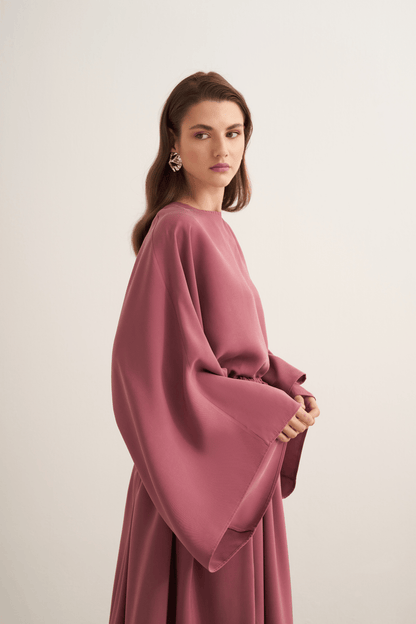 Noor Gathered Skirt Cupra Set, Rose Pink