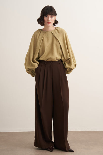 Taleen Wide Leg Palazzo Pants Dark Brown